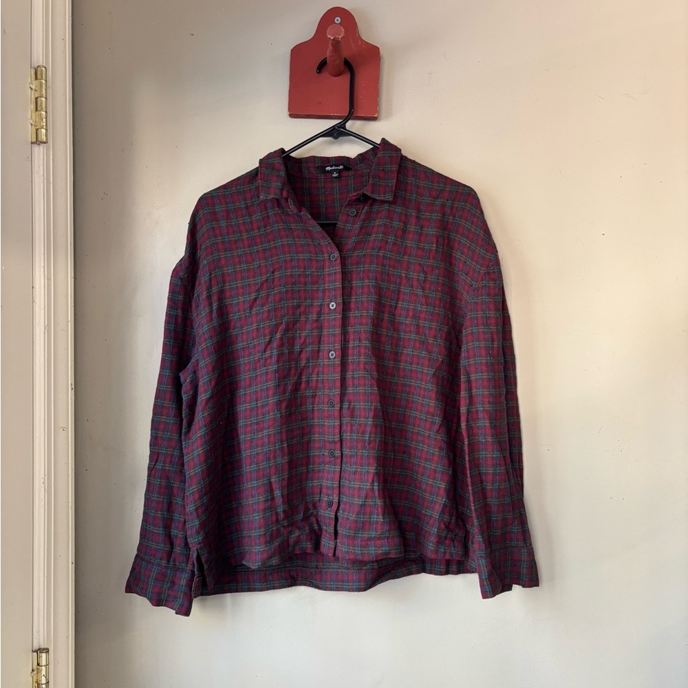 Madewell Red & Green Checkered Button Down Shirt M